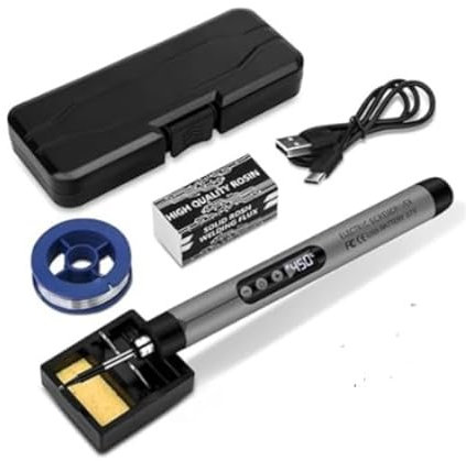 Set di saldatore a batteria, ricaricabile tramite USB, saldatore con LCD, temperatura regolabile 330 ℃-450 ℃, 3 punte di saldatura, filo per saldatura, pasta per saldatura, pasta per saldatura,