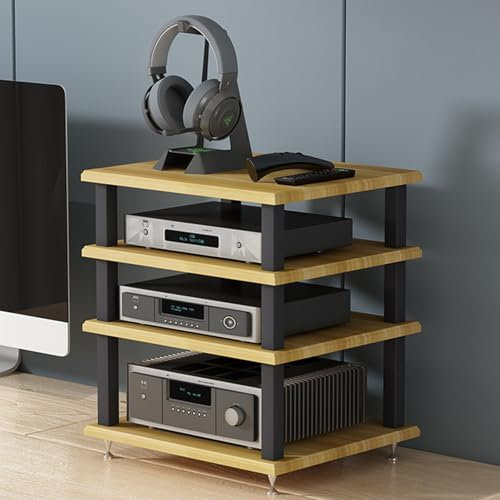 Genérico Estante esquinero de 4 Niveles para Medios audiovisuales, Soporte para Audio y Video, Mueble para Consola de Videojuegos, Estante para exhibición, Tocadiscos, Receptor estéreo para Sala de j