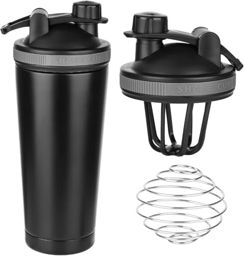 DMJJSD Proteinshake Edelstahl 750ML, Eiweiß Shaker Flasche Mit Sieb Shake & Shaker Kugel Protein Shaker Shaker Edelstahl Trinkflasche Doppelwandig Thermoflasche Wasserflasche, BPA Frei Auslaufsicher