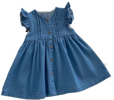 ACMEDE Salopette Bimba,Bambina Denim Bretella Vestito Outfit Carina Jeans Salopette Neonate Ragazza Moda Denim Vestito Casual Blu Tuta Gonna con Bretelle per Bambine 1-6 Anni