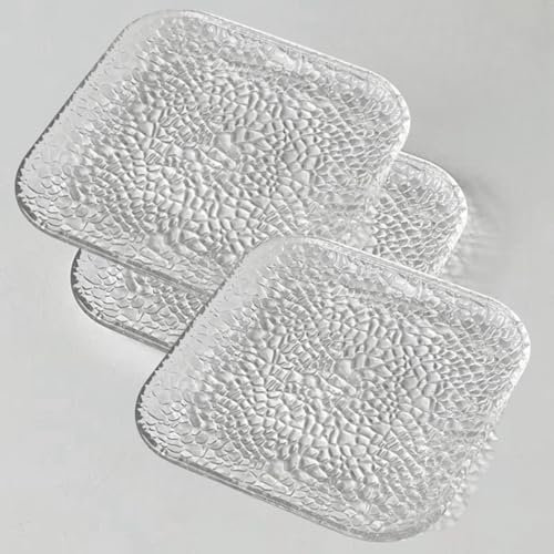 Elegante set di 2 o 3 piatti in vetro trasparente da 15,2 cm, piattini quadrati con motivo floreale in rilievo, perfetti per caffè, antipasti, insalate e frutta