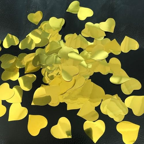 Herz Konfetti Bunt 60g, Confetti Groß 5000+ Stück, 2,5cm Konfetti Groß Geburtstag, Mehrfarbig Herz Streudeko,Papier Confetti für Geburtstag Hochzeit Party Dekoration（Gold）