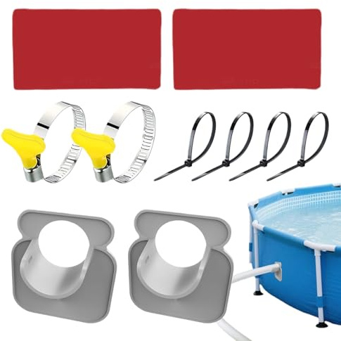 Pool Schlauchhalter 30-38mm, Schwimmbad Rohrhalterung Set,Pool Schlauch Zubehör Mit Schlauchschellen Mit Knickschutz Für Pools