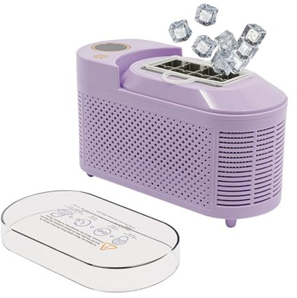 Máquina para hacer cubitos de hielo, 12 V, minimáquina de hielo para encimera, compacta para casa/coche/viajes (morado)