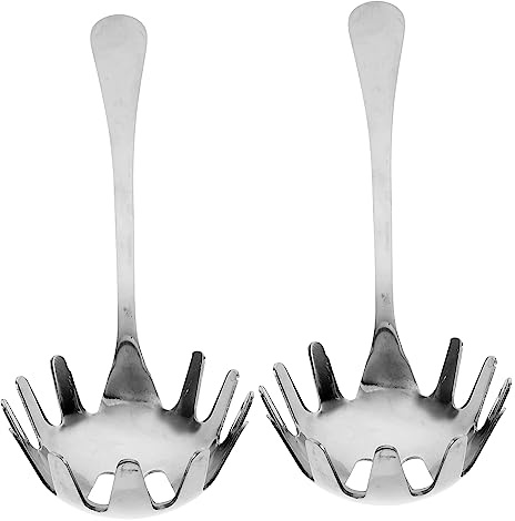 FUNNETOYU 2 Piezas Cucharas Reutilizables Para Pasta Cuchara Para Espaguetis Utensilio De Cocina De Acero Inoxidable Colador De Fideos Pasta