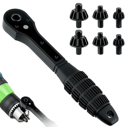 Mcbazel 3-in-1 Drill Chuck Ratchet Wrench with 2 Sets Sockets,DIY Universal Ratchet Wrench,Replacement Magnetic Drill Chuck Key for Maintenance,Install Furniture