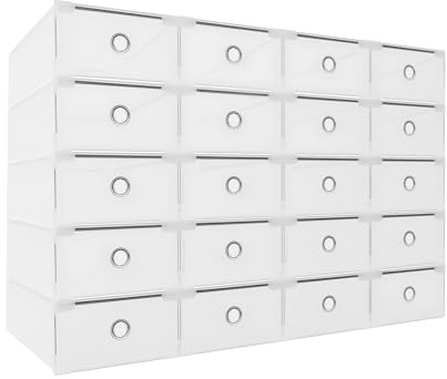 chennnls 20 Pieces Shoe Box, Stackable Shoe Organizer, Rectangular Shoe Storage Box for Homes, Cloakrooms, Shoe Stores, 31 x 20 x 11cm