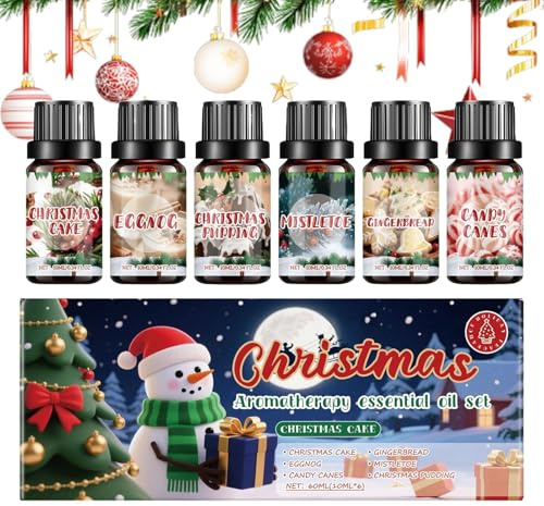 Setauoo Weihnachten Diffusor Öl - 6 Stück Urlaub Aromatherapie Diffusor Öl - Lufterfrischer Entspannender Duft für Cranberry Schlafzimmer Wohnzimmer Zuhause Kerze Urlaub Party Familie