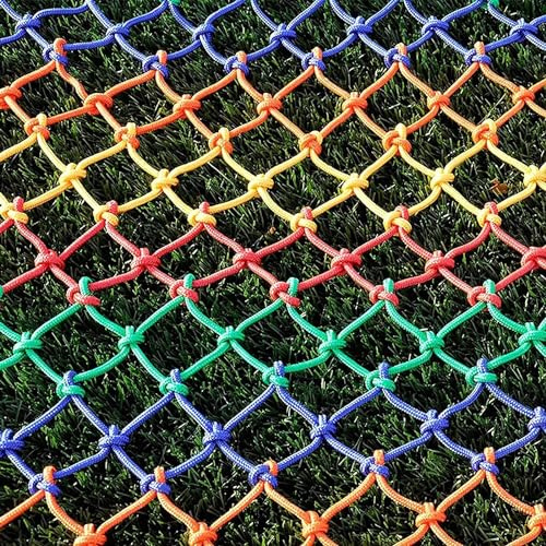 Colorful Climbing Mesh Cargo Net - 3x3m (9.9x9.9ft) Outdoor/Indoor Rope Ladder and Fence Decoration for Garden Playground and Adventure Activities
