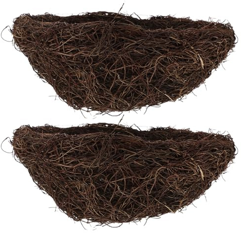 Anneome 2 Piezas Nido de Pájaros de Ratán Natural de Artesanal y Resistente la Intemperie para Canarios y Aves Pequeñas como Accesorio para Jaulas y Decoración de Jardín y Hogar