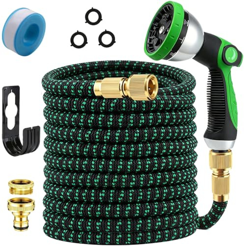 Tuyau arrosage extensible 25 pieds/7.5m, joints pour tuyaux d'arrosage, tuyaux d'arrosage extensibles Tuyau d’Eau 1/2'' et 3/4'' Raccords avec 10 buses multifonctions, stockage facile de
