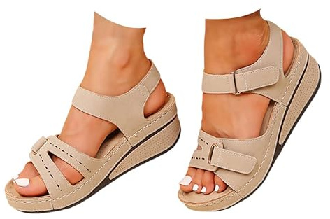 Nuoke sandals for women size 7, Sandals for Women 2026 Orthopedic Ladies Sandals With Arch Support Summer Slip Wide Fit Walking Slip Shoes Casual Beach Slingback Slide Sport Shoes Khaki 6