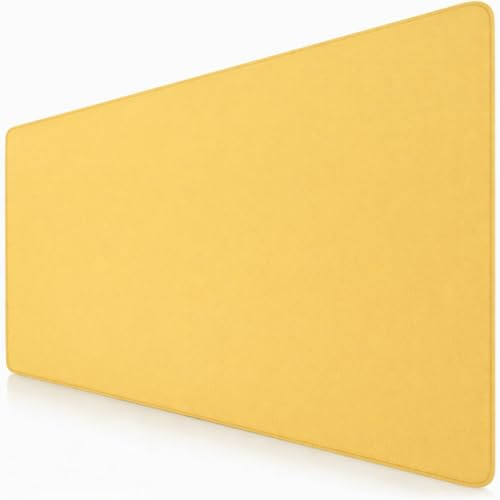 Sidorenko Tappetino per mouse da gaming, XXL, colore giallo, grande, 900 x 400 mm, antiscivolo, per ufficio, tappetino da scrivania con bordi senza frange, preciso e durevole