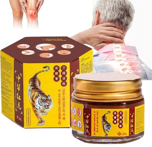 Pomada de Masaje de Tigre Rojo, Crema Herbal Tradicional para Masaje Corporal, Balsamo de Tigre Crema Calentador Muscular para brazos, cintura, pies, piernas y dolor muscular y articular (1 Pieza)