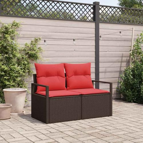 Ziaphsol Gartensofa mit Kissen 120 x 62 x 69 cm Poly-Rattan modulare Outdoor-Sitzgruppe wetterfestes Lounge-Sofa für Terrasse Balkon Garten Lounge mit Polstern