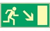 Rettungsschild Fluchtweg Notausgang Schild nachleuchtend gemäß BGV 8A Pfeil Treppe rechts runter
