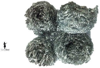 Edelstahl Putzspiralen die Lösung für Eisenpfannen und Eisentöpfe die Edelstahlknäuel Putzknäul 4 Stück im Set ideal auch für den Grill von Conny Clever®