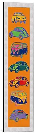 kunst für alle Bild mit Bilder-Rahmen: Rod Neer VW Karmann Käfer Bulli - dekorativer Kunstdruck, hochwertig gerahmt, 22x99 cm, Silber gebürstet