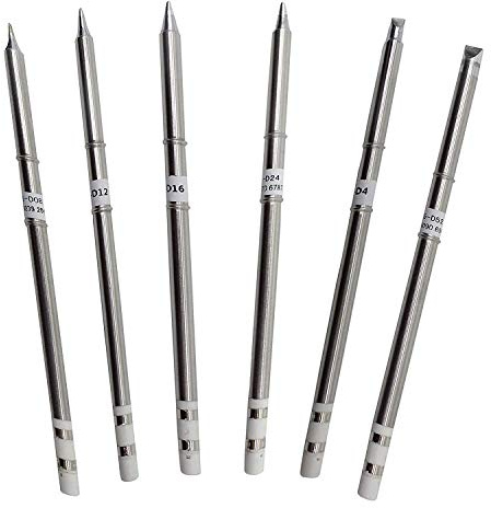 FEITA Soldering Iron Tips T12 Electrical Solder Tip Kits for Micro Electric Soldering Station, Small Pencil Soldering Iron, Mini Solder Pen Accessory (T15-D08/D12/D16/D24/D4/D52, 6-Piece)