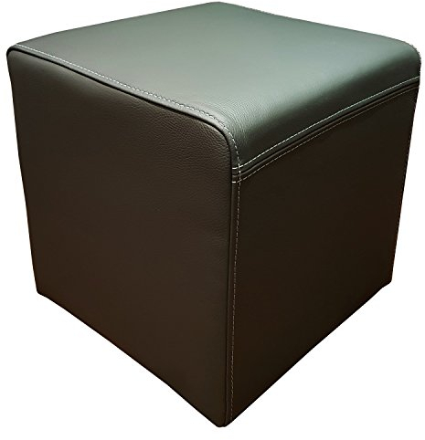Quattro Meble Dunkelgrau Echtleder Hocker 40x40x40cm Sitzhocker Rindsleder Sitzwürfel Fußhocker Polsterhocker Echt Leder Puff mit Ziernaht