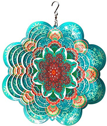 FONMY Windspiel aus Edelstahl, 3D-Windspiel für drinnen und draußen, Gartendekoration, Basteln, Ornamente, 15,2 cm, mehrfarbig, Mandala-Blume, Windspiel