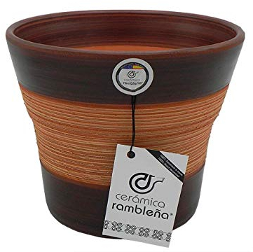 CERÁMICA RAMBLEÑA | Macetas de Barro Rojo | Macetas Decorativas | Macetas de cerámica | Macetas Exterior | Araña-Nogal | Decoración 100% Hecho a Mano | 20x20x17 cm