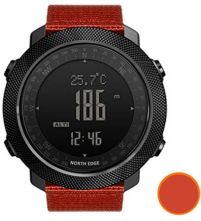 LWX Sport Montre Numérique Heures Hommes Cours Natation Armée Militaire Montres Altimètre Baromètre Boussole 50M Étanche avec Rétro-Éclairage LED,Orange