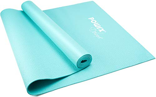 PowrX Yogamatte Rutschfeste Fitnessmatte für Gymnastik, Yoga, Pilates, Inkl. interaktive Trainingsbibliothek, Hochwertiges PVC, Leicht und Hygienisch - ca. 173 cm x 61 cm x 0,4 cm - Türkis