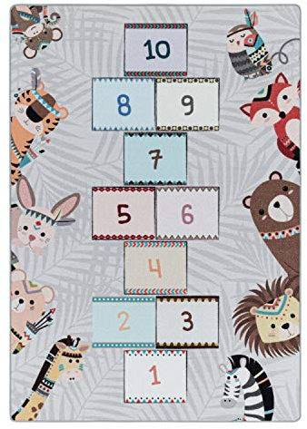 Ayyildiz Kinderteppich Spielteppich Hüpfkästchen Straßen Grau, rechteckig, Höhe 8 mm, Kurzflor, Größe:100 x 150 cm, Farbe:Grau