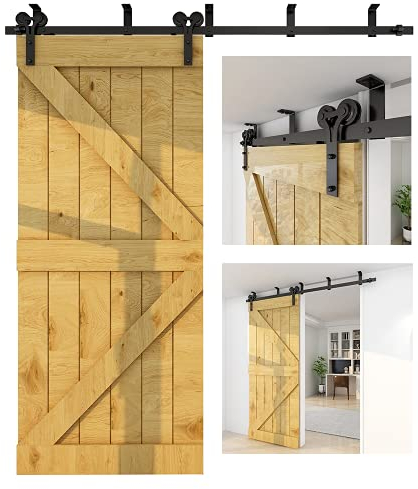 CCJH 10FT/300cm Schiebetürbeschlag Set Schiebetürsystem Deckenmontage Klammern Schwarz komplettes Set mit Y Form Laufrollen und Hängeschiene