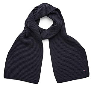 Tommy Hilfiger Herren Essential Flag Knitted Scarf AM0AM10365 Schals, Blau (Space Blue), OS