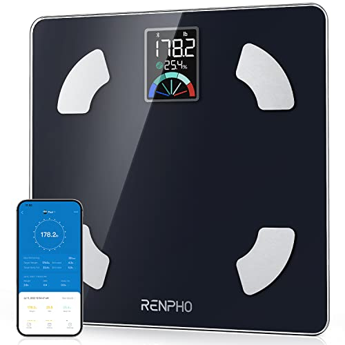 RENPHO Personenwaage Digital mit Großem VA-Display, Waage mit Körperfett und Muskelmasse, 13 Körpermaße, Elis 1
