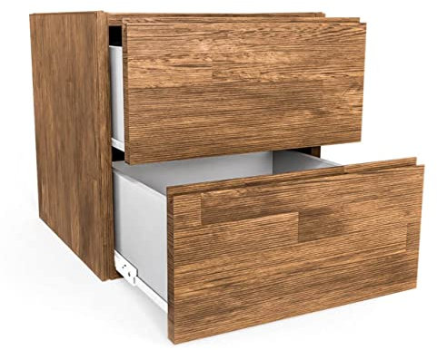 ben+camilla.com Square Massivholz Regalwürfel + Doppel-Schublade | Eiche 37,6 x 37,6 x 40 cm | Grundmodul inkl. Zubehör für individuelles Flexibles Würfelregal | Regalsystem mit Erweiterungen