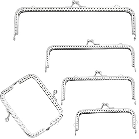 PandaHall 5 Größen Geldbeutel Mit Kussverschluss Metall Bogenrahmen Geldbörse Kussverschluss Geprägte Clutch Rahmen Quadratischer Taschenrahmen Für Geldbörsenherstellung DIY Grifftaschen Nähhandwerk
