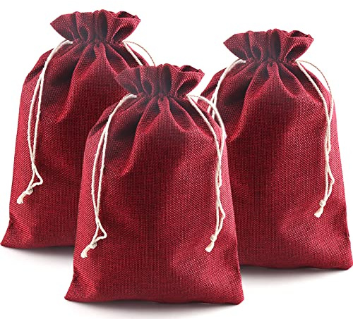 DAHI Jutesäckchen 12 STK Adventskalender Säckchen Geschenke 20x30cm für Hochzeit Verlobung Adventskalender (rot)