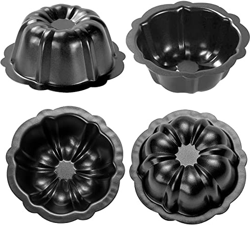 Mini molde para tartas de Budtcake de 4 pulgadas, antiadherentes, de lava estriado, mini molde de chocoflan, molde de flan pequeño, tazas individuales para hornear magdalenas de calabaza de Acción de