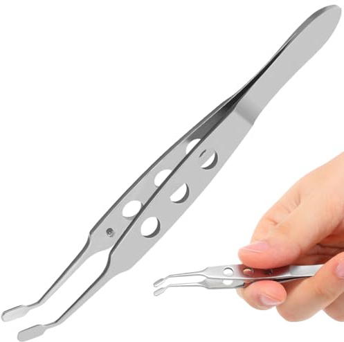 ULTECHNOVO Meibomian Gland Expressor Forceps Tweezers Stainless Steel Eyelid Compressor with Non-Slip Handle for MGD Relief and Dry Eye Care
