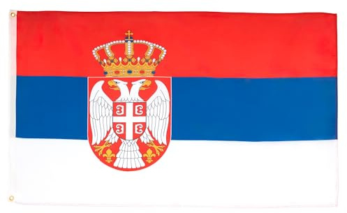 AZ FLAG Serbische Flagge – 90 x 60 cm – leichtes Polyester – Serbische Flagge mit integrierten Metallösen – 40 g