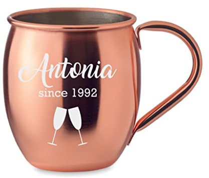 Schmalz® personalisierter Moscow Mule Cocktail-Becher aus Edelstahl im matten Kupfer-Finish | inkl. Gravur | Namen | graviert | Jahrestag | Geburtstag