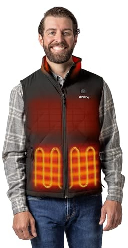ORORO Men's Heated Quilted Vest with Heated Collar, Lightweight Quilted Heating Vest with Rechargeable Battery (Black,M)
