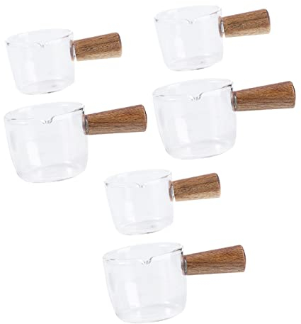 OQHAIR 2 Pezzi Vetro Trasparente Salsa tè Crema Ketchup Dimensioni brocca casseruola Ristorante Padella Piccolo Bastoncino scaldavivande Giapponese Schiuma e piattini Crema con Latte casa