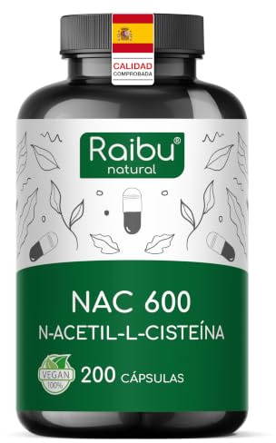 NAC N Acetilcisteína 600 mg - Cápsulas Alta Dosis (200 cápsulas de 600mg) - NAC N-acetil-cisteína de la Calidad Natural sin Aditivos - N-Acetil L-cisteína Envasado en Europa