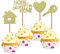 Teaaha 24 Stück Tortendeko Gold, 4 Arten Glitter Cake Toppers, Cake Topper Zur Einweihungsfeier, Personalisiert Torten Topper, Kuchendekoration Zur Einweihungsparty Für Neue Home Party Dekorationen