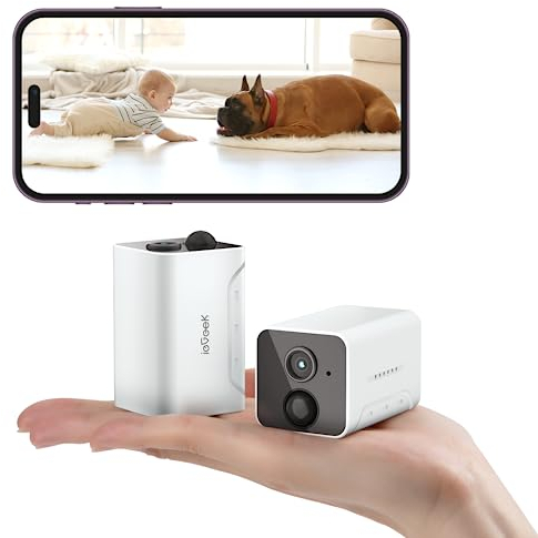 ieGeek 2Pcs 2K/3MP HD Überwachungskamera Innen Akku,Überwachungskamera Innen WLAN 2.4GHz, WLAN Ip Kamera mit Nachtsicht, PIR Bewegungserkennung, Zwei-Wege-Audio,Speicher Karte