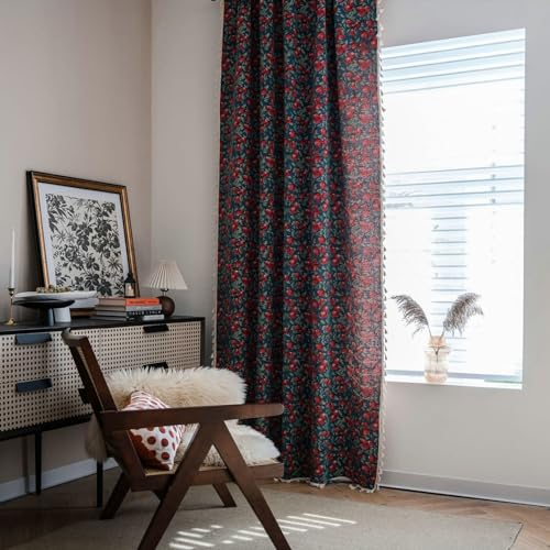 Daesar Blickdichte Vorhänge mit Ösen 2er Set 150x240CM, Verdunkelungsvorhänge Landhausstil mit Kirsche Motiv Schlafzimmer Kinderzimmer Jugendzimmer Gardinen Junge
