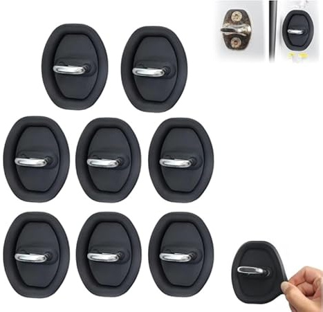 Car Silicone Door Latch Protective Cover,Vehicle Doors Locks Guard Stopper Set，Universal Silicone Protection Latches Covers, Silent Shock Pads Silicone Door Lock Protector (Black 8pcs)