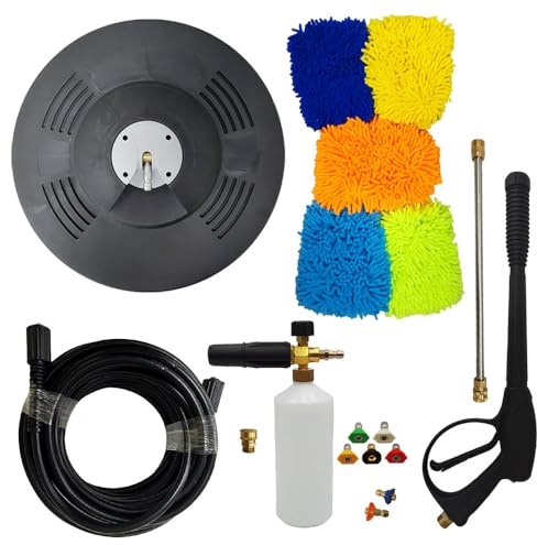 proven part 15 Surface Cleaner 3200 Psi, Hose M22 X M22 1/4 X 50', Pro-Gun, Gun-Wand, Quick Connect, 5-Pk Tip Set 025, 2-PK 2nd Story Nozzles, Foam Lance, Microfiber Car Washing Cleaning Glove