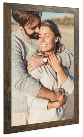 PHOTOLINI Bilderrahmen A3 Holz MDF Eiche Dunkel, A3 Bilderrahmen 30x42 breit, Rahmen DINA3 mit Acrylglas, Picture Frame 42 x 30 zum Aufhängen, Frame DIN A 3 42x30 mit Zubehör für Deine Wandideen