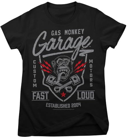 Gas Monkey Garage Offizielles Lizenzprodukt Fast'n Loud Frauen T-Shirt (Schwarz), X-Large