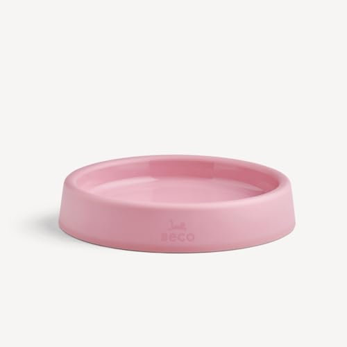 Beco Cat Bowl - Food & Water Steady Bowl, Recycled Plastic, Non-Slip Rubber Base, Whisker Friendly Feeding Dishes, Candy Pink